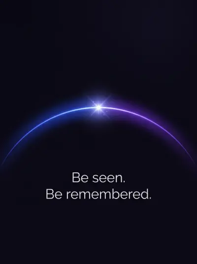Instagram post: An arc of light with a spark: Be seen. Be remembered.