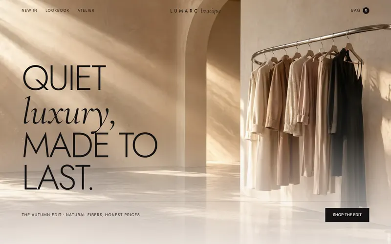 Lumarc Boutique website homepage