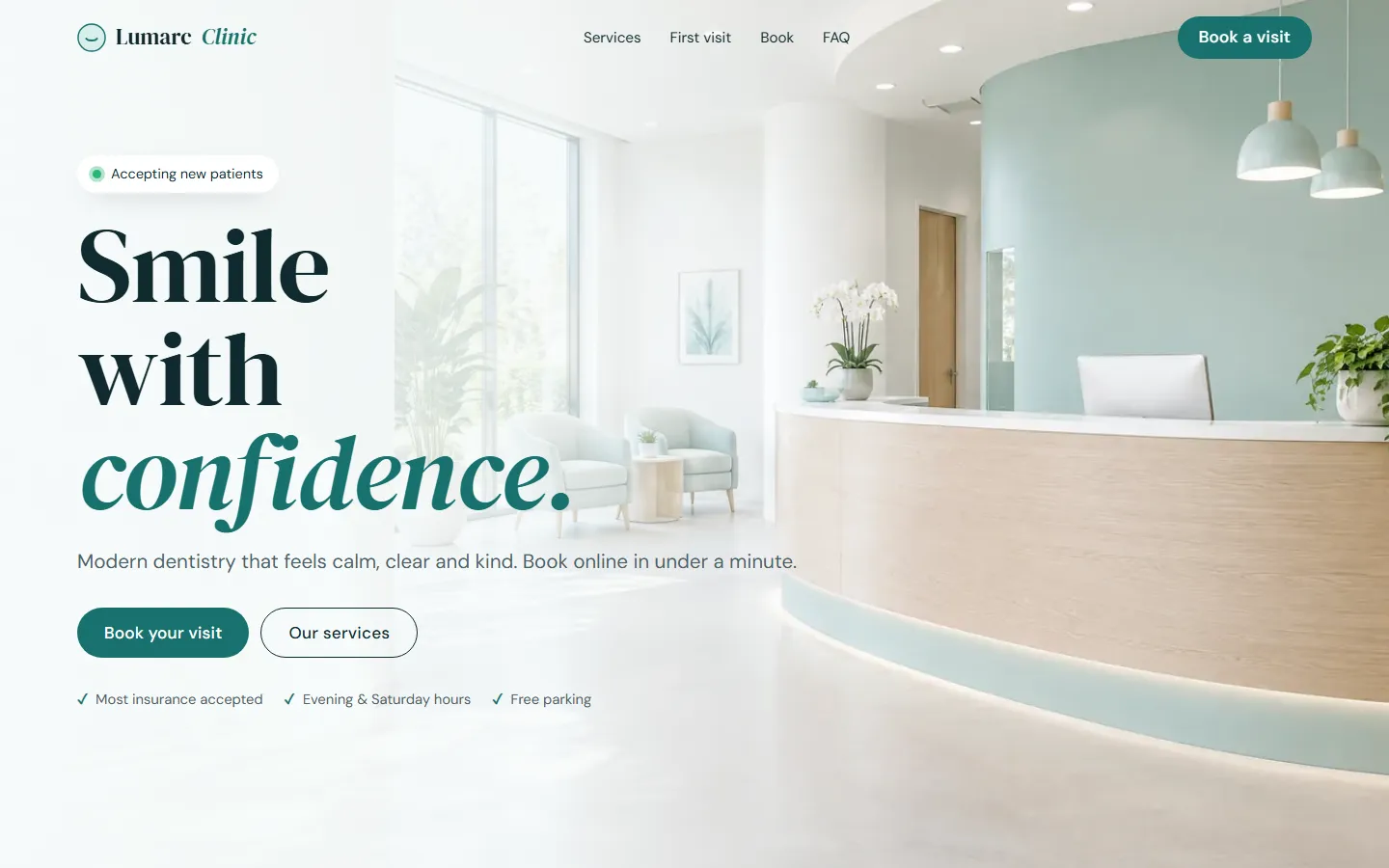 Lumarc Clinic website on desktop