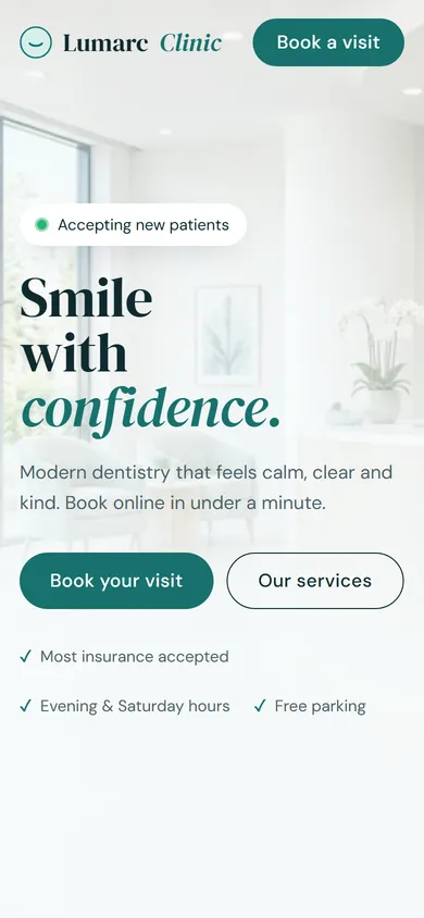 Lumarc Clinic website on a phone