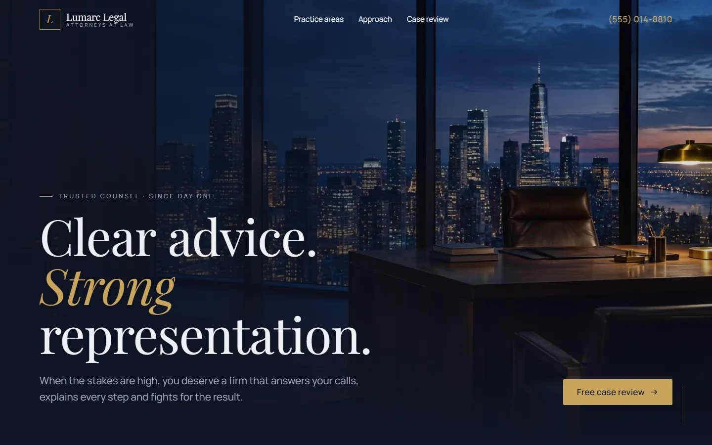 Lumarc Legal website on desktop
