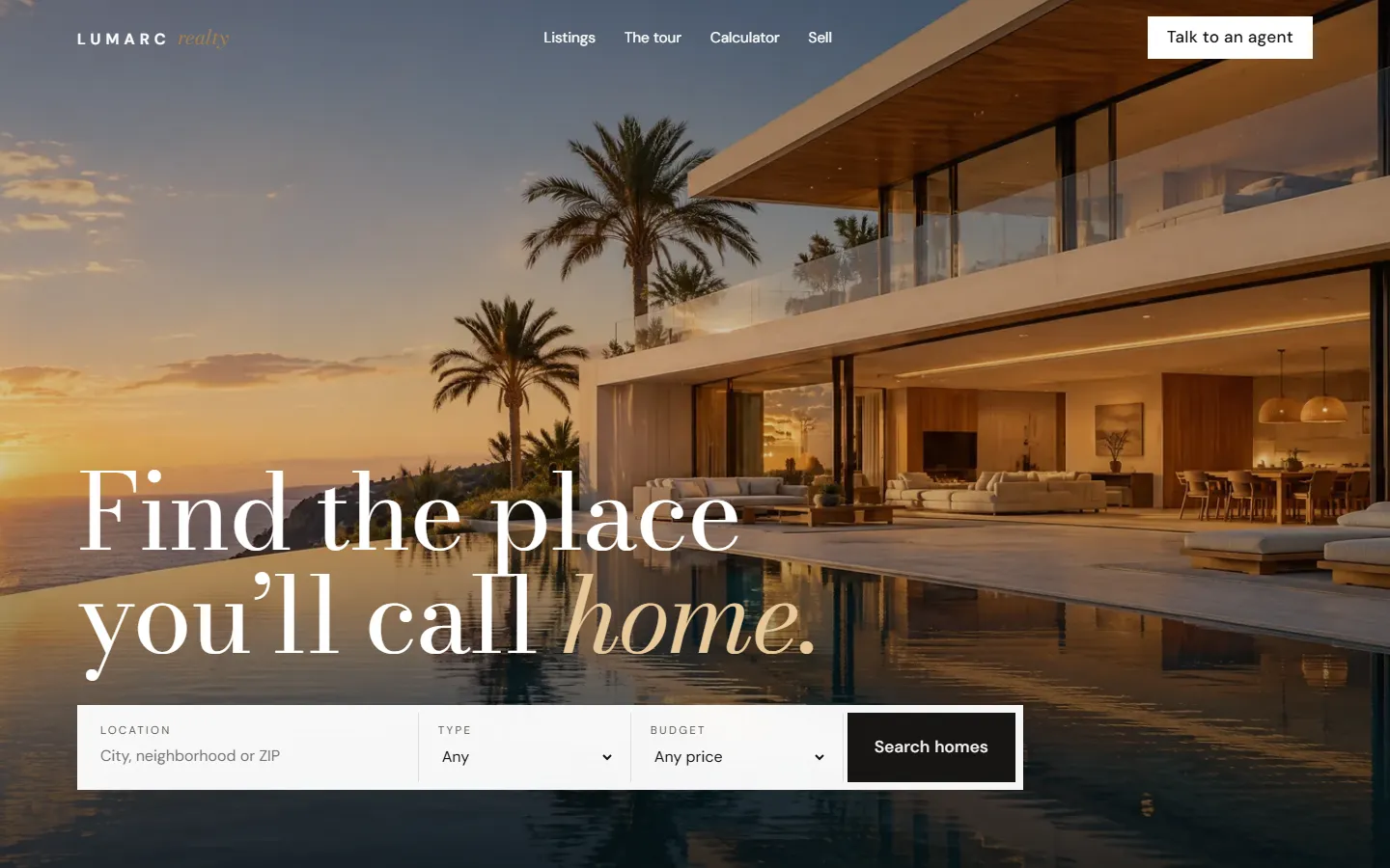 Lumarc Realty website on desktop